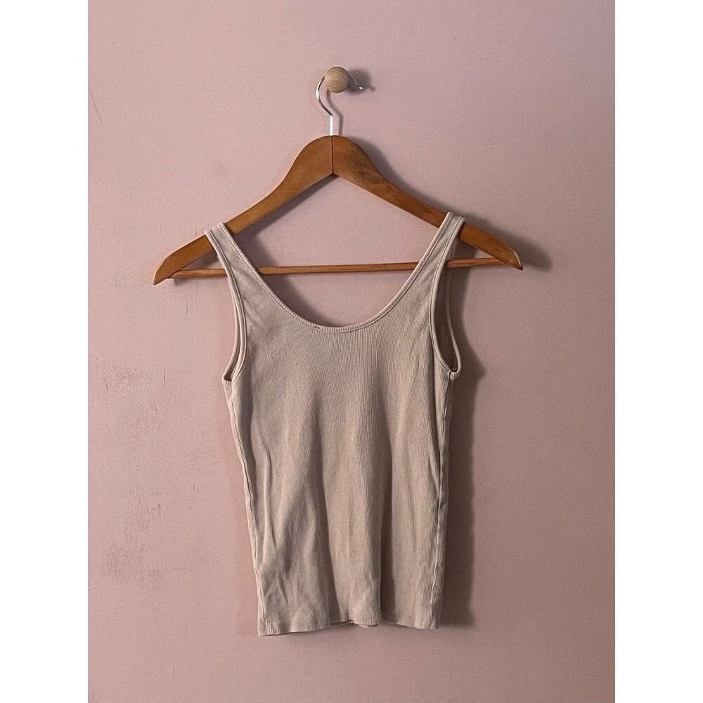 Forever 21 Tan Henley Tank Top Size S